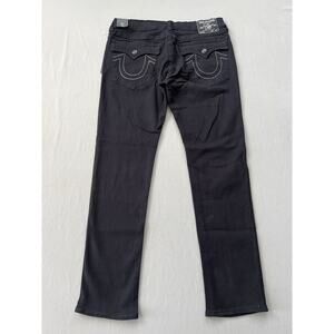 True Religion Rocco Men Jeans Size 36 x 32 Flap Relaxed Skinny Black $149 NEW